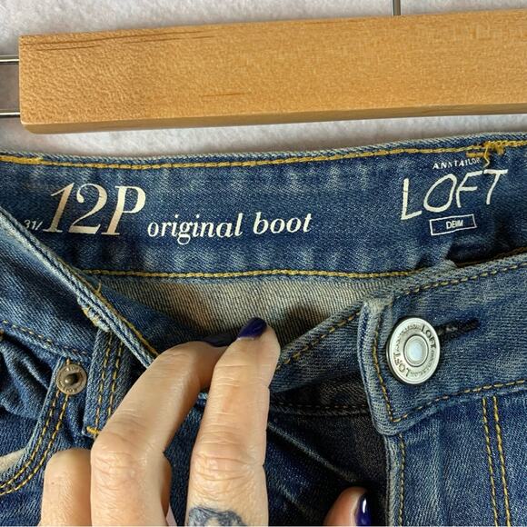 Loft Womens Original Boot Jeans Sz 12 Petite 31 Waist Western Classic Whiskered - Picture 4 of 12